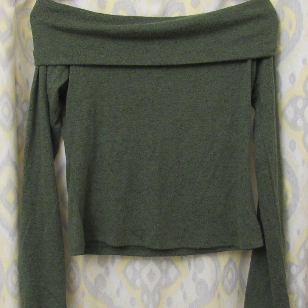 Off the shoulder olive green sweater